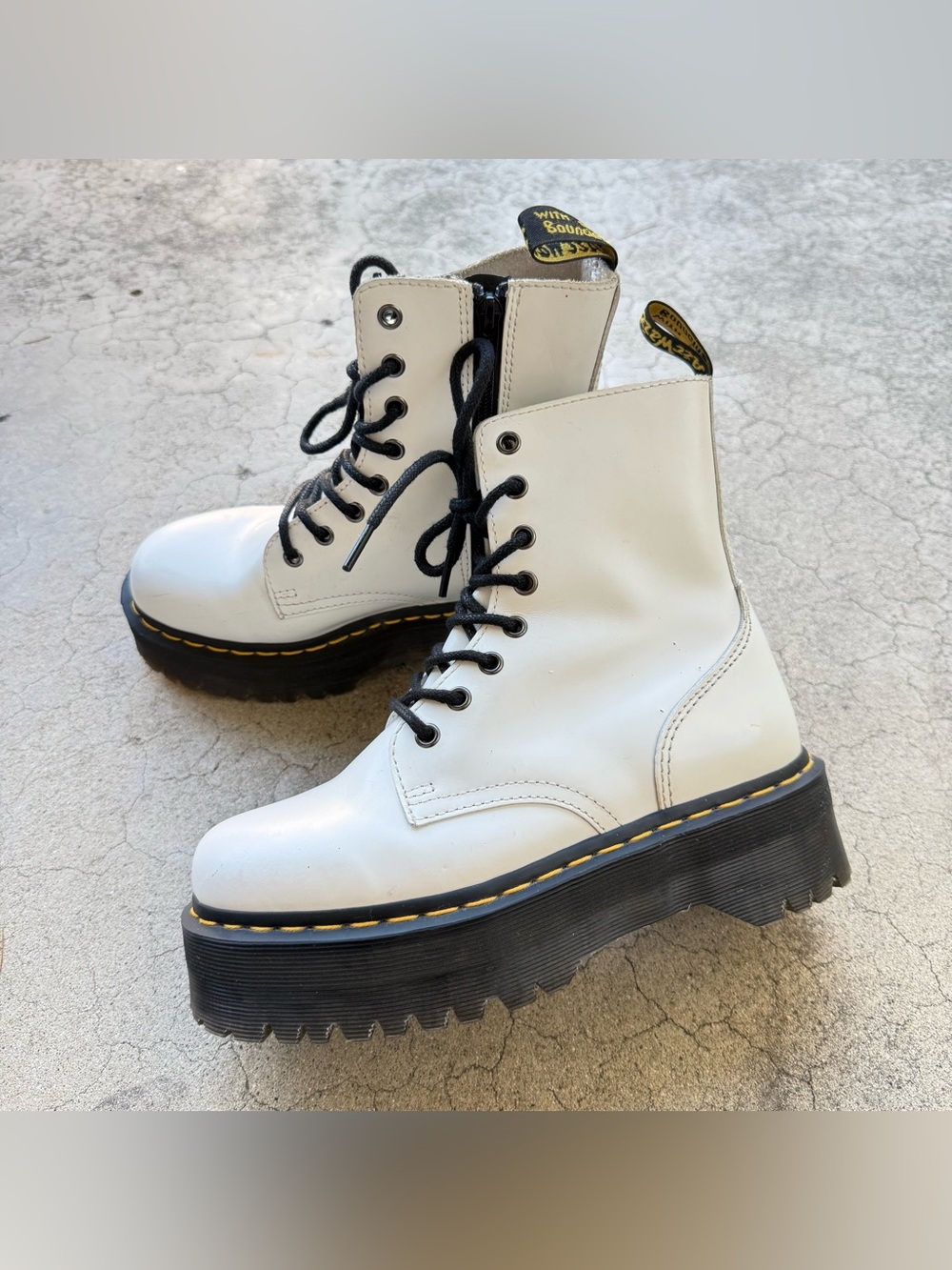 Dr. Martens White Chunky Platform Lace-Up Boots